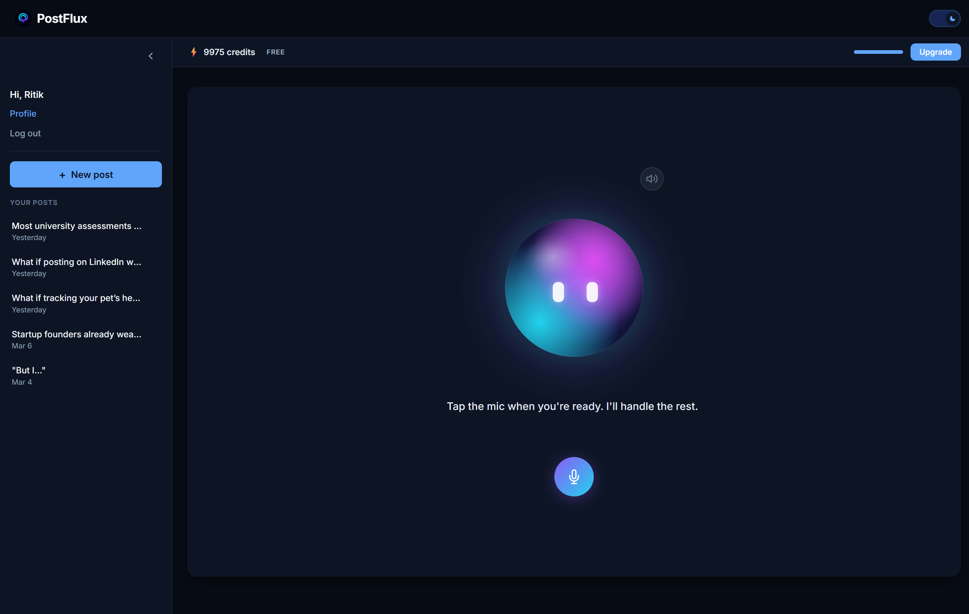 PostFlux dashboard preview